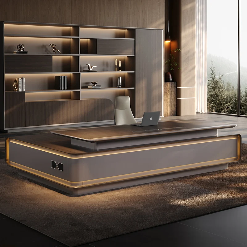 High-end Luxury Modular Healthy Customized Color Executive Office Desk Modern L-Shaped Boss Desk Wooden CEO Table Office