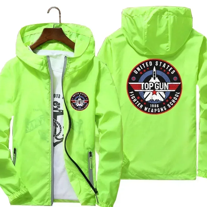 New Spring Fighter Weapons Summer Men\'s Top GunSchool Maverick Goose Hooded Streetwear Jacket Thin Reflective Windbreaker Coat