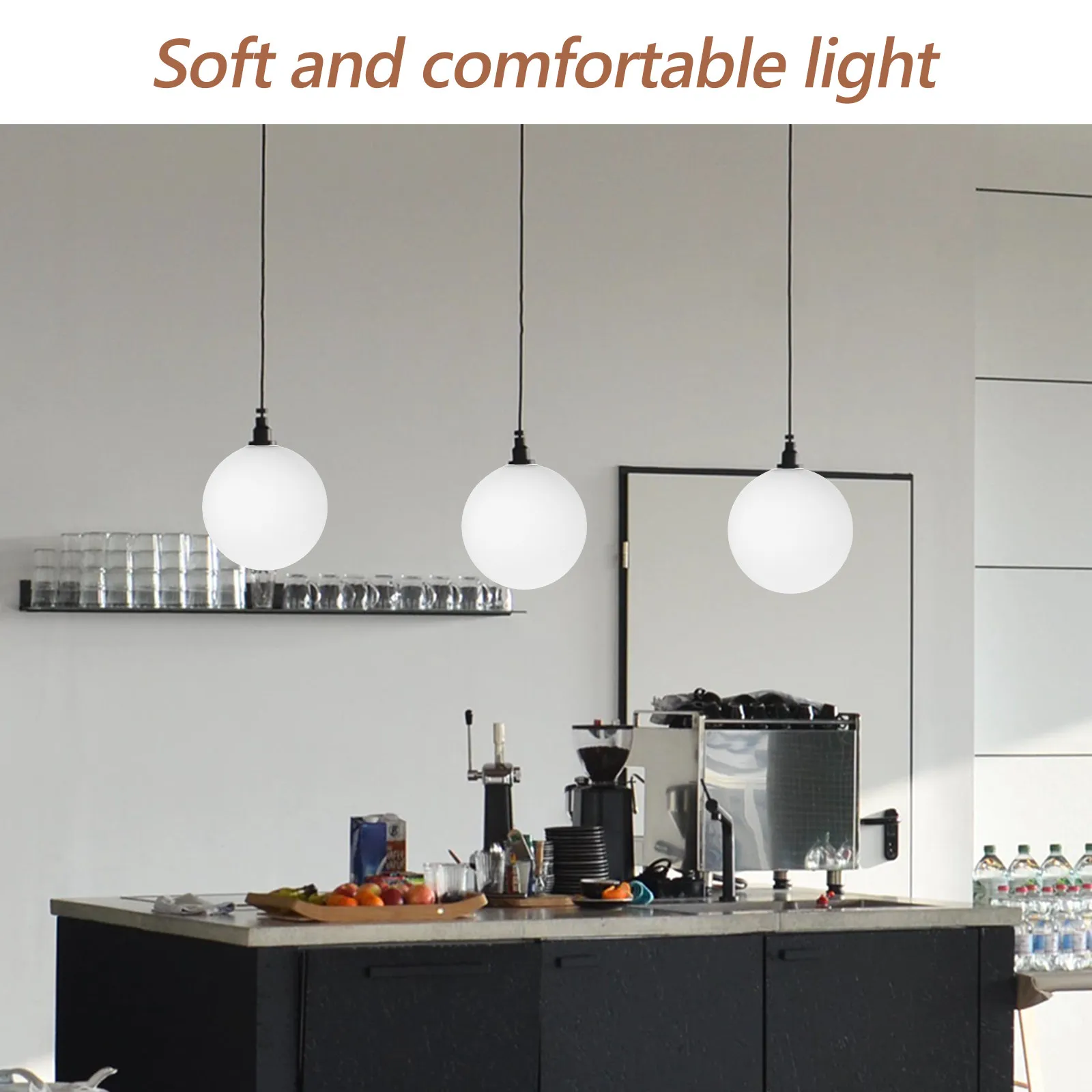 

White Frosted Glass Globe Lamp Shade for E27 Socket Easy Install Soft Diffused Light for Pendant Ceiling Fan Wall Sconce Living