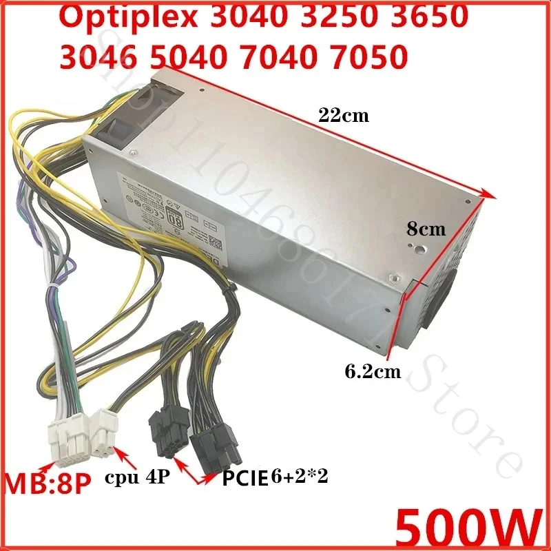 L New PSU For Dell Optiplex 3040 3250 3650 3046 5040 7040 7050 8Pin 500W Power Supply L180ES-00 H240EM-00 B240NM-00 AC240AM-00