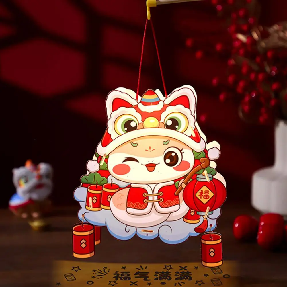 Chinese New Year Lantern DIY Cartoon Snake Lantern Kit Battery-Powered Handheld Spring Festival Lantern for Kids Holiday Decor