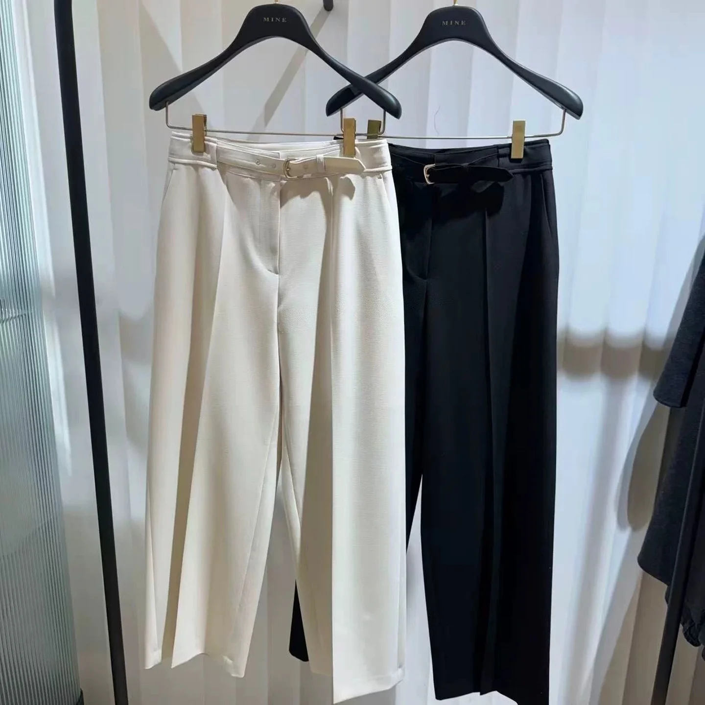 

Busin Commuter High Waist Belted Wide Leg Pants Korean Sle Casual Trousers for Women Spring Season Faion Trend