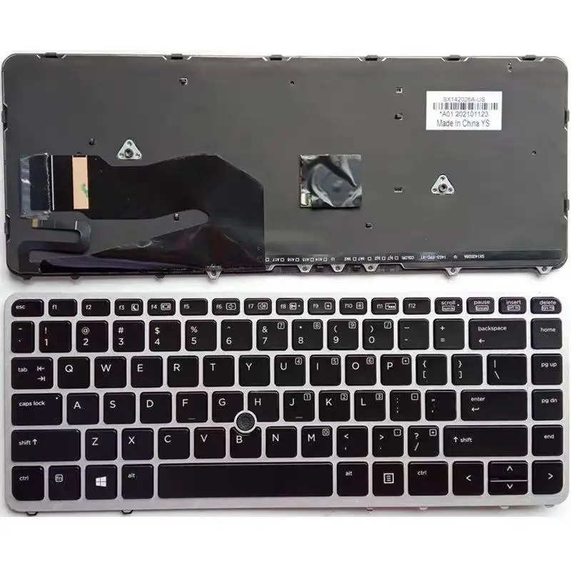 New US RU Laptop Keyboard for HP Elitebook 840 G1 850 G1 840 G2 ZBOOK 14 US Backlit W/Point Black Silver Frame