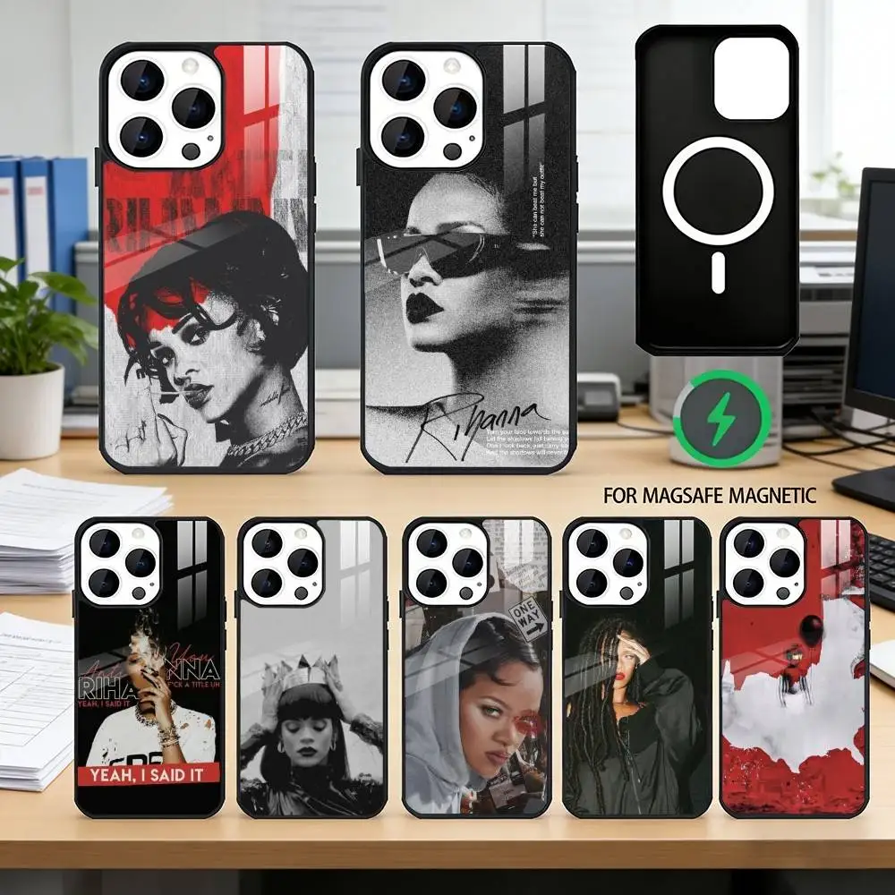 

Популярный чехол для телефона с изображением певицы Рианны для iPhone 17, 16, 15, 14, 13, 12, 11 Plus, Pro, магнитный, с беспроводной зарядкой MagSafe