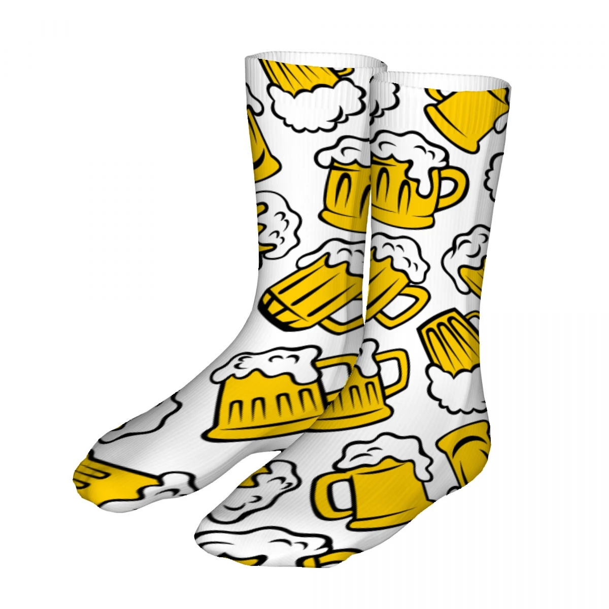 Beer Pattern Mens Womens Funny Crew Socks Cool 3D Printed Design Socks Fashion Comfortable Basketball Socks