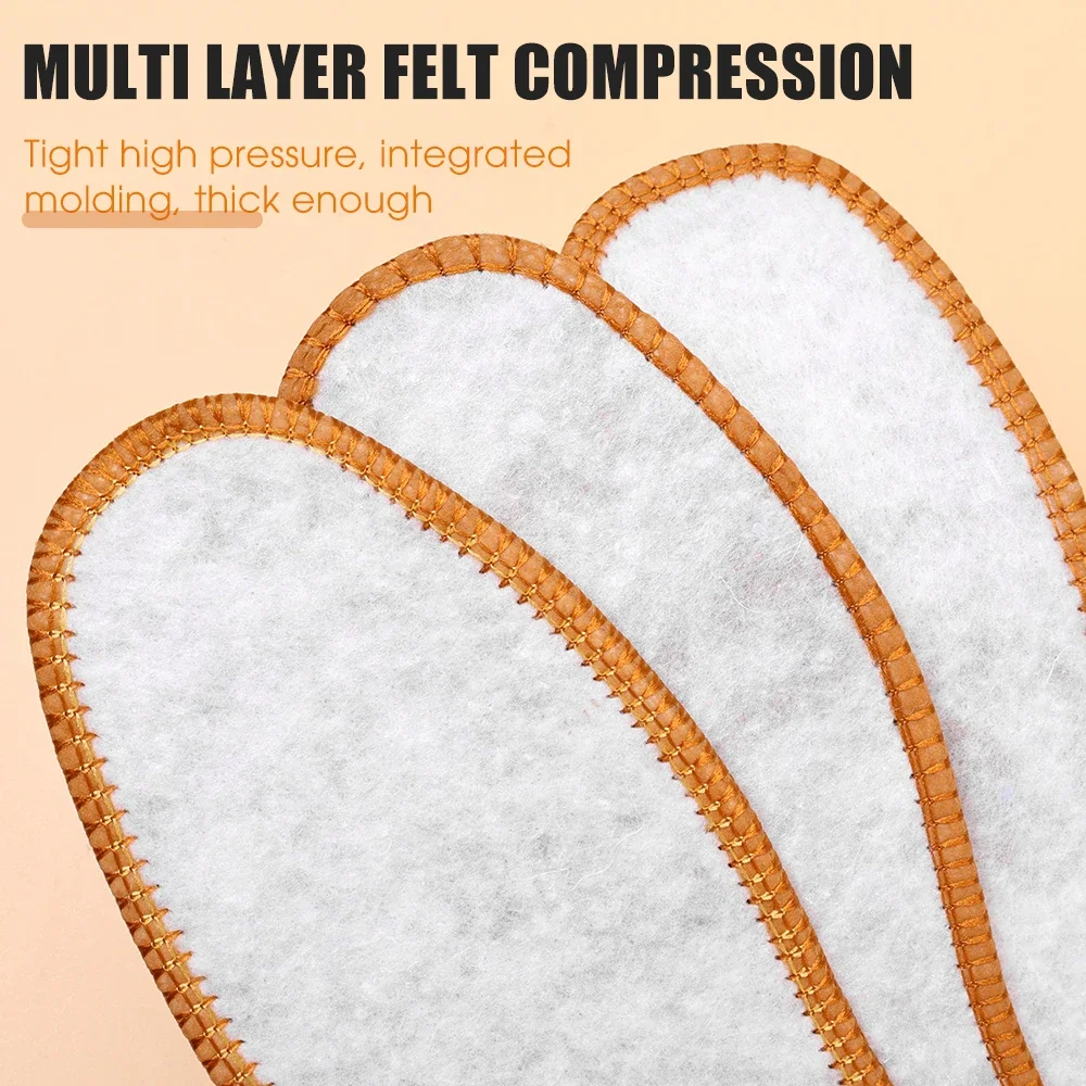 2/4pcs Winter Alpaca Wool Insoles Soft Plush Warm Thicken Foot Thermal Insole for Women Men Breathable Snow Boots Shoes Heat Pad