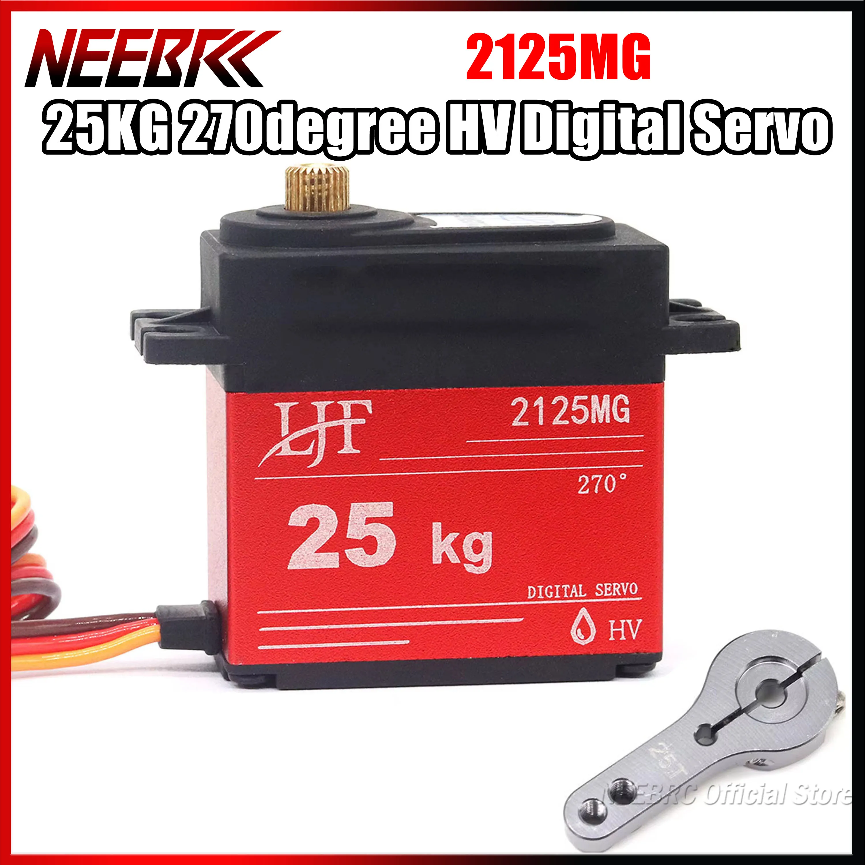 Servo HV resistente al agua, 25KG, 270 grados, engranaje de Metal, Motor Digital 2125MG 4,8-7,2 V con brazo 25T para Robot de coche modelo RC 1/8 1/10 1/12