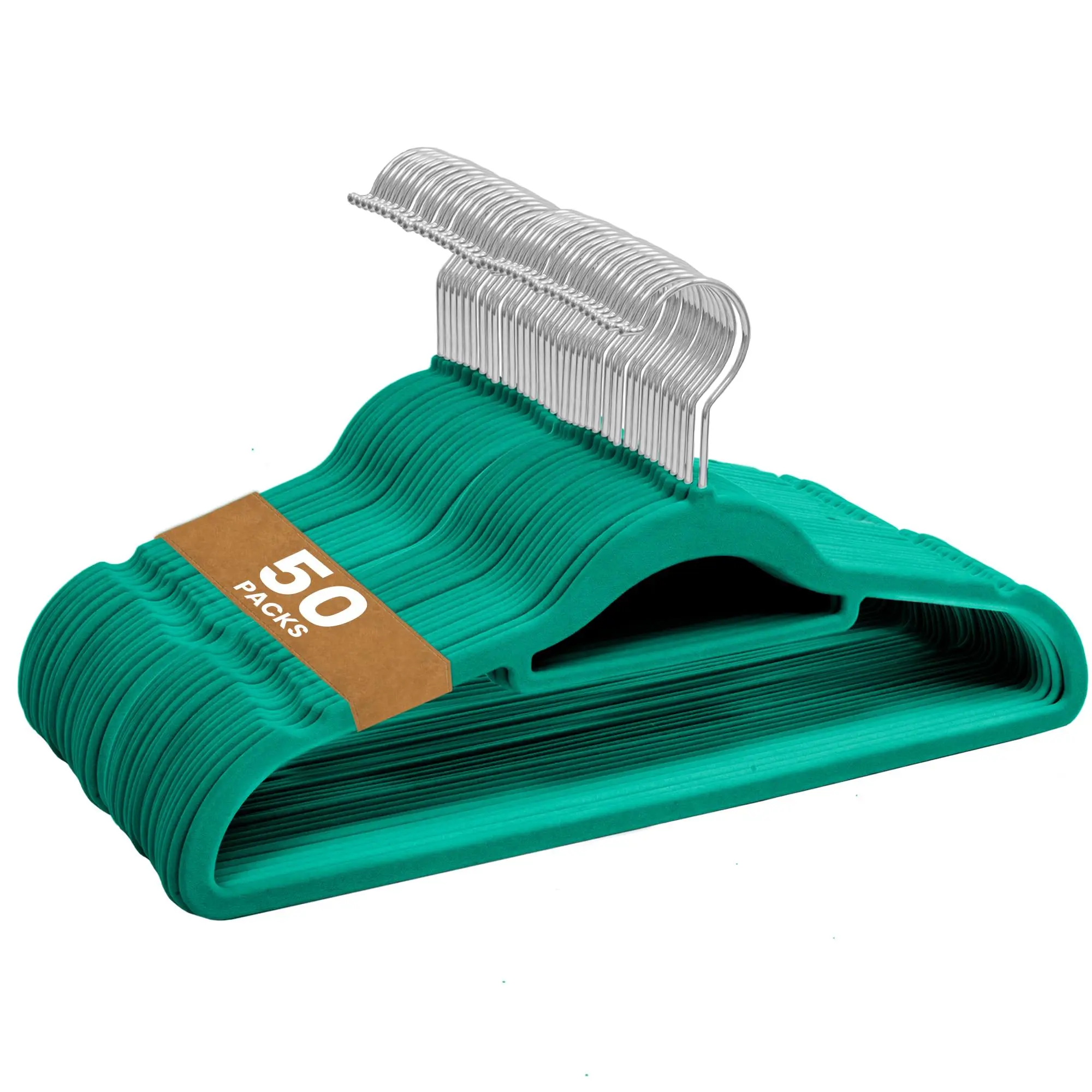 50 Pack Velvet Hangers | Non Slip Velvet Hangers for Clothes with Tie Organisers | Space Saving Hangers