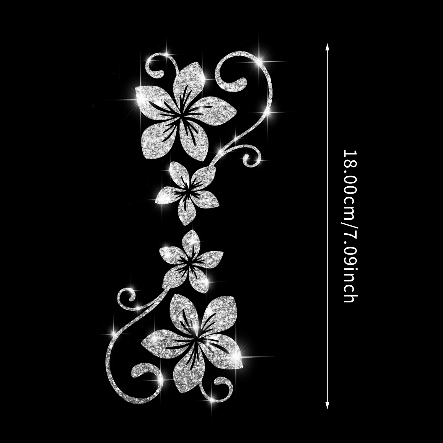 1 Sparkling Four Vine Flower Car Sticker Self Adhesive Vinyl Easy to Install Suitable for Cars, Motorcycles, Trucks, etc