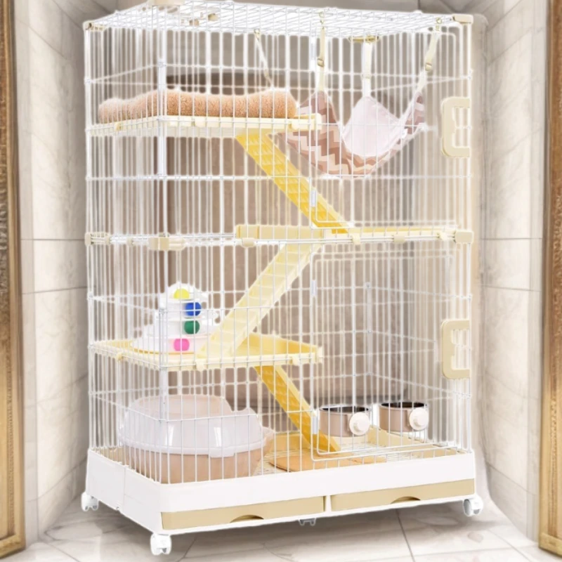 Jaula para gatos, casa interior, Villa para gatos, casa grande Triplex para gatos, casa para gatos de dos pisos, Jaula Gatos Grande, productos exteriores para mascotas