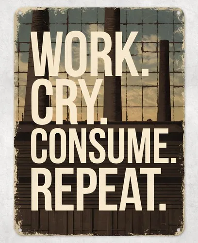 Work Cry Consume Repeat Metal Poster Wall Tin Sign Man Cave Shed Home Plaque --Tin Sign