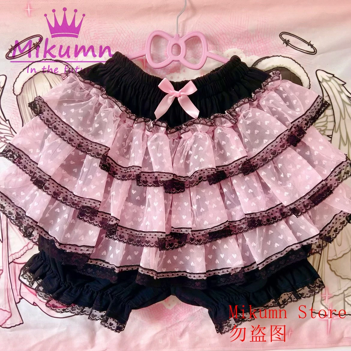 Mikumn Harajuku Zoete Kant Shorts Rokken Y2k Japanse Lolita Kawaii JK Ruches Bloeiers Vrouwen Elastische Taille Veiligheid Korte Broek