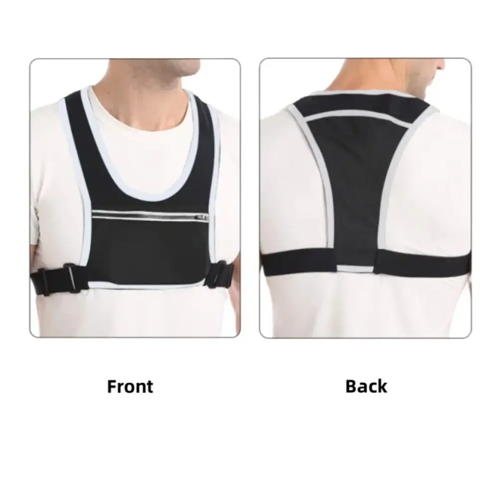 Jogging Hiking Running Chest Bags Phone Holder Zipper Pocket Reflective Running Vest Adjustable Strap Key Pocket