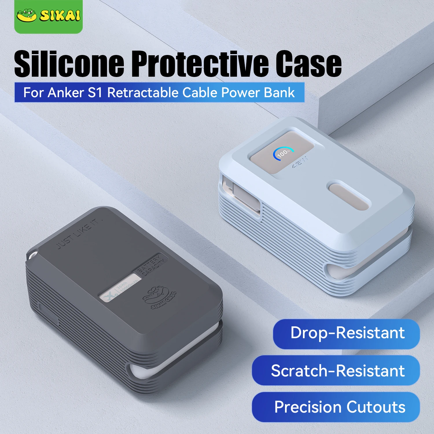 

SIKAI Silicone Case for Anker Power Bank 45W S1 10000mAh A1685 Dustproof Soft Protective Cover Portable Carrying Case Travel