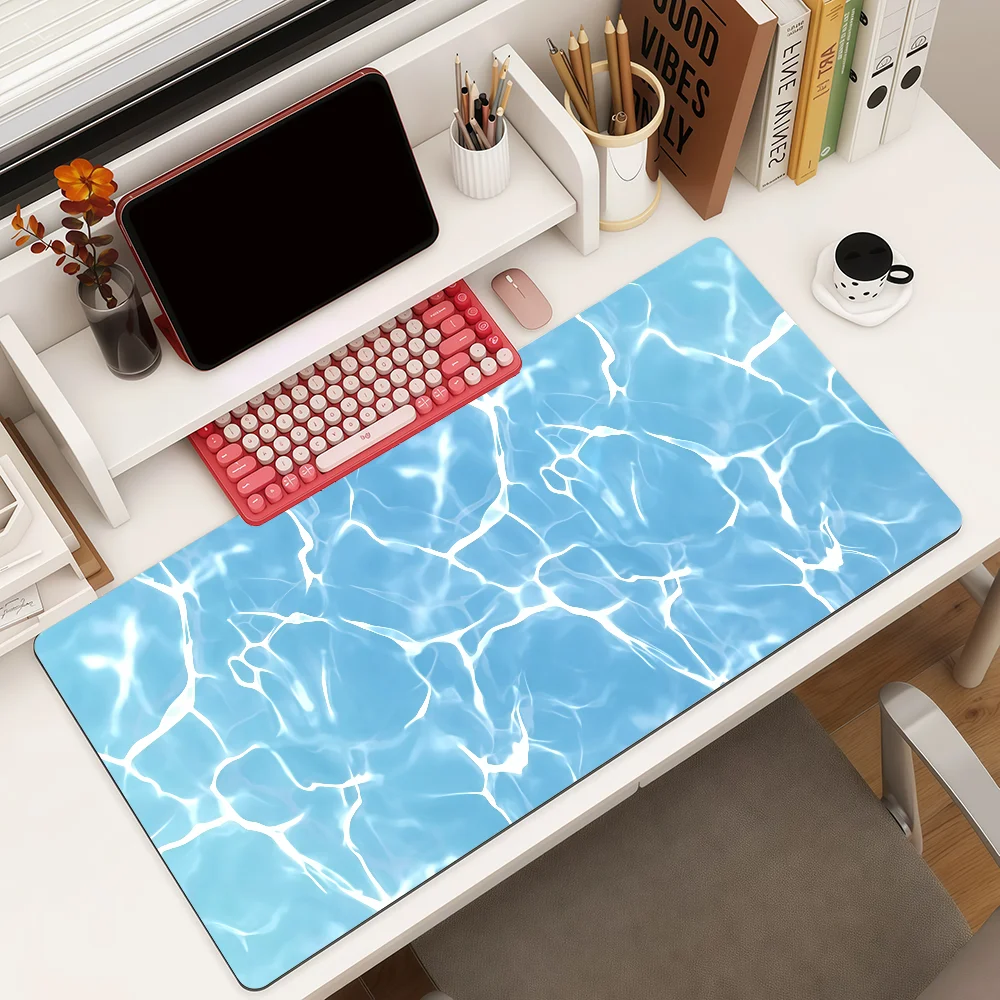 Blue Wave Pattern Mouse Pad Anti Slip Rubber Edge Locked Thickened Laptop Gaming Desk Mat