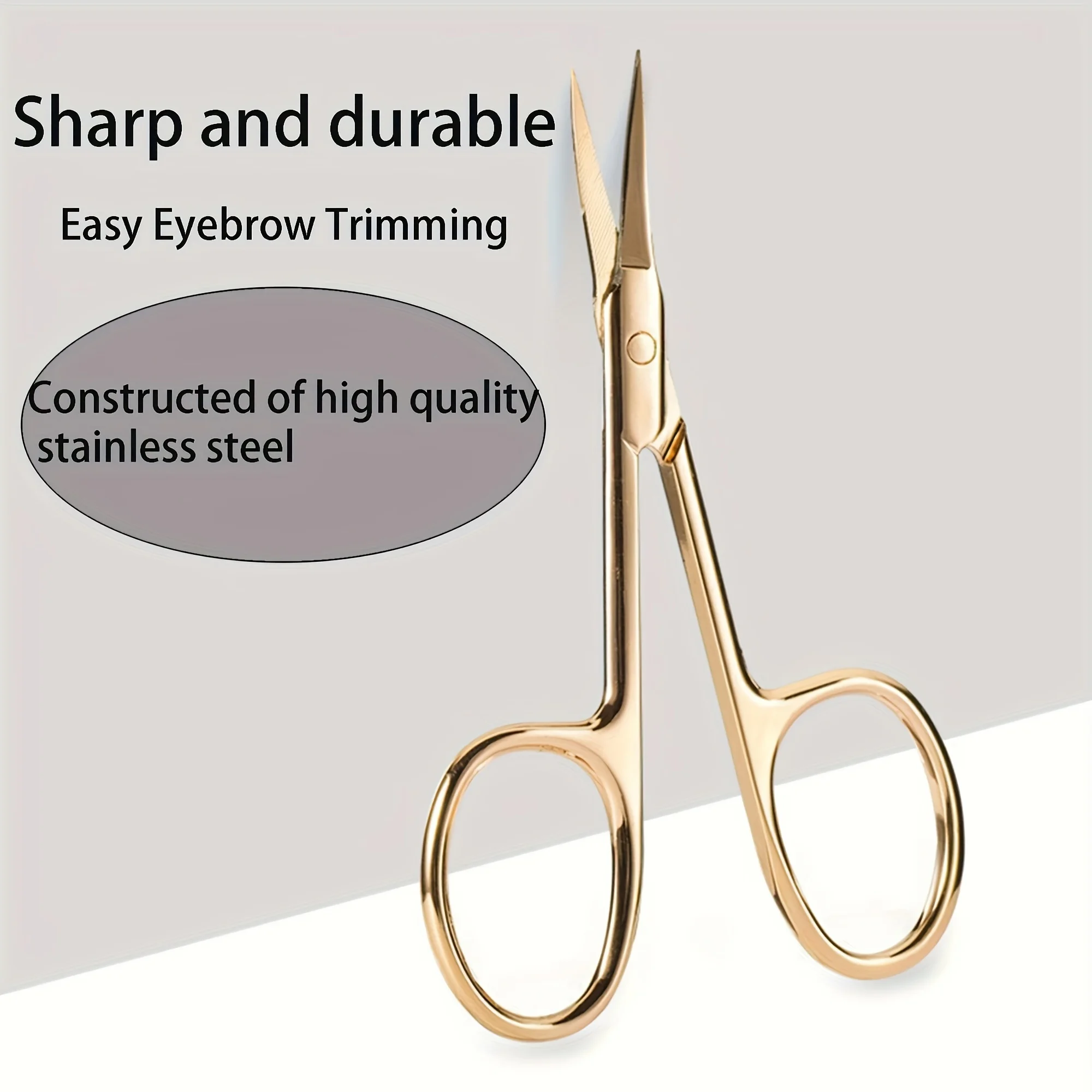 1pc Golden Curved Beauty Scissors - Sharp Stainless Steel Precision Tweezers for Eyebrow Trimming, Durable Grooming Tool