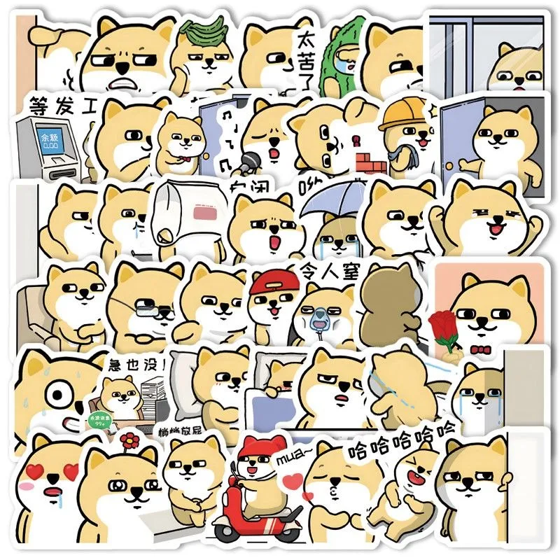 สติกเกอร์ตกแต่งลายกราฟฟิตี้สร้างสรรค์ลายการ์ตูนชิบะอินุ 100 ชิ้น