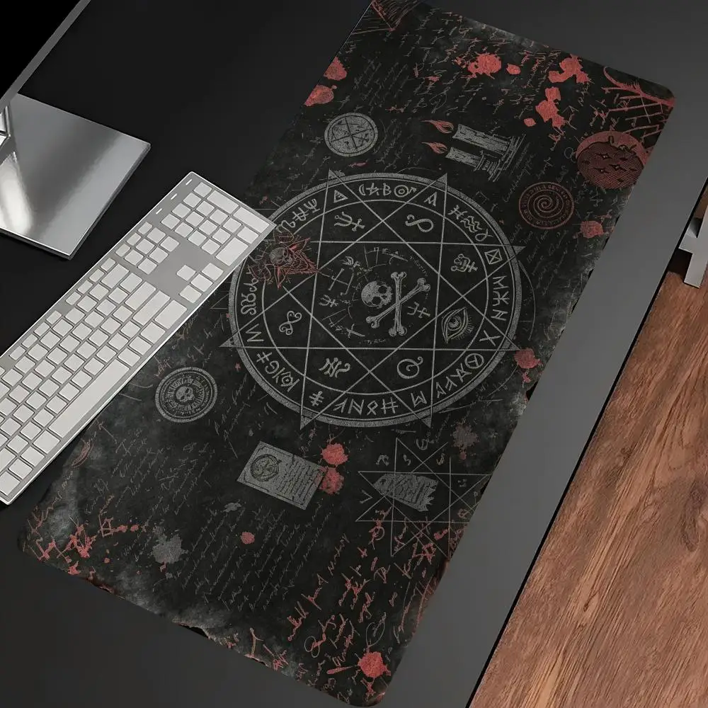 Desk Pad Occult Pentagram Magic Circle Non Slip Rubber Lock Edge Keyboard Pad E-Sports Gamer Office Laptop Desktop Mat