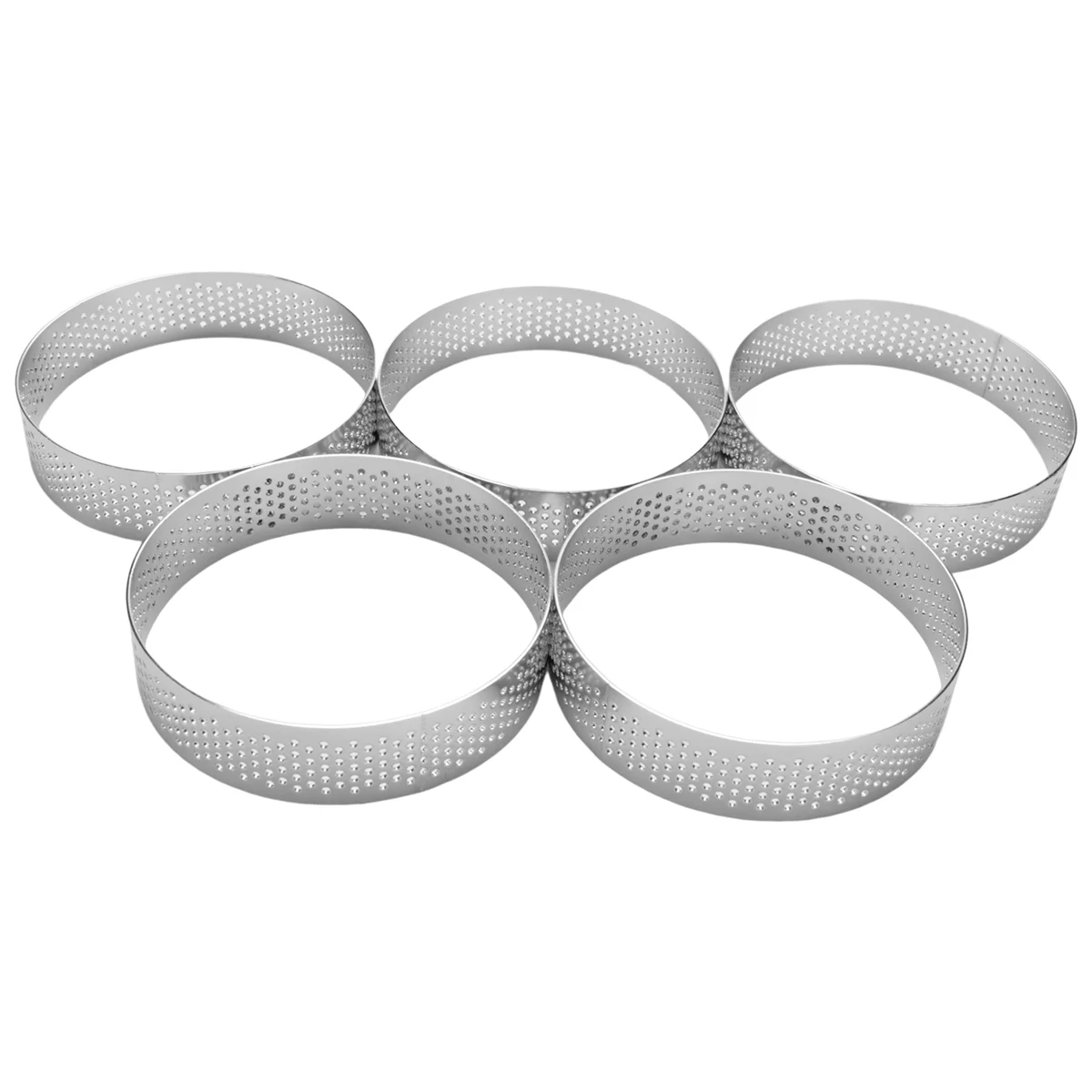 10 Pack Stainless Steel Tart Ring, Heat-Resistant Perforated Cake Mousse Ring, Round Ring Baking Tools, 8cm