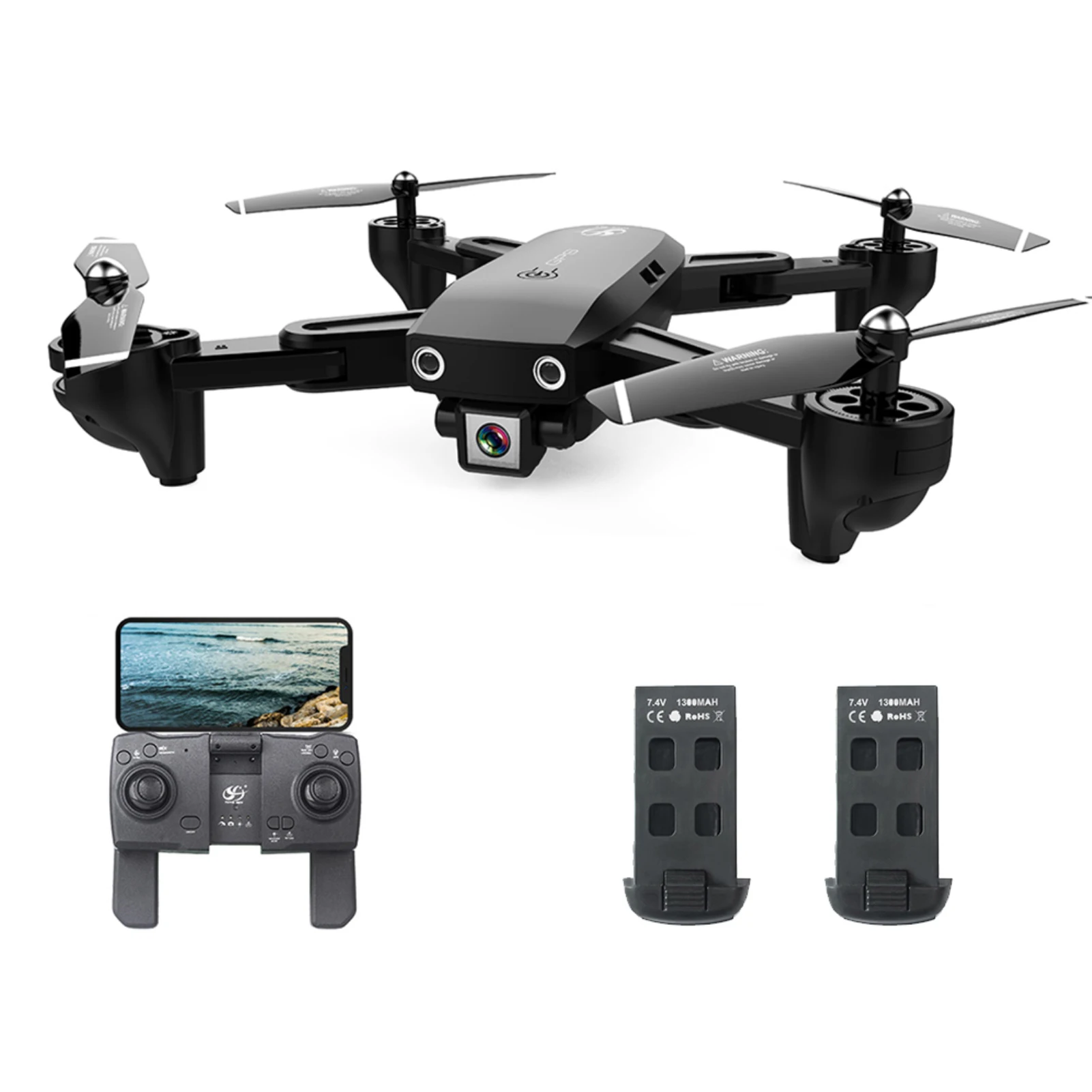 CSJ S166GPS Drone with Camera 1080P Follow me Auto Return Home WIFI FPV Live Video Gesture Photos RC Quadcopter for Adults