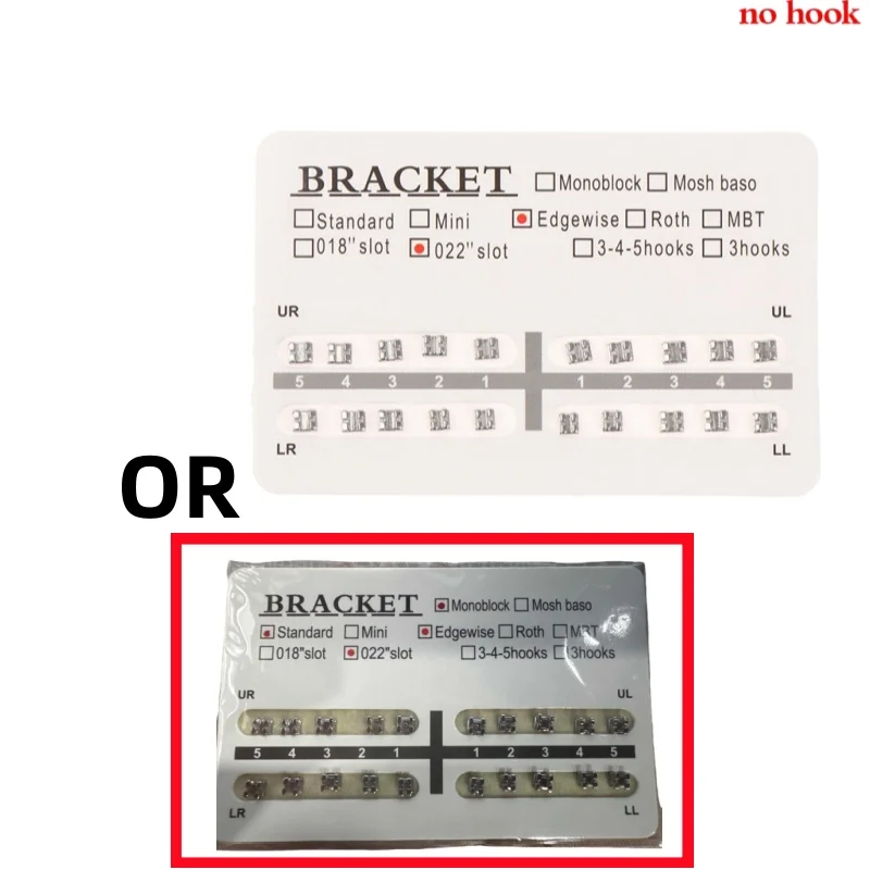 Neues 20-teiliges Set Dental-Orthodontie-Mini-Edgewise-Metallbrackets 3 mit Haken 3 4 5 mit Haken/ohne Haken – Detail 5