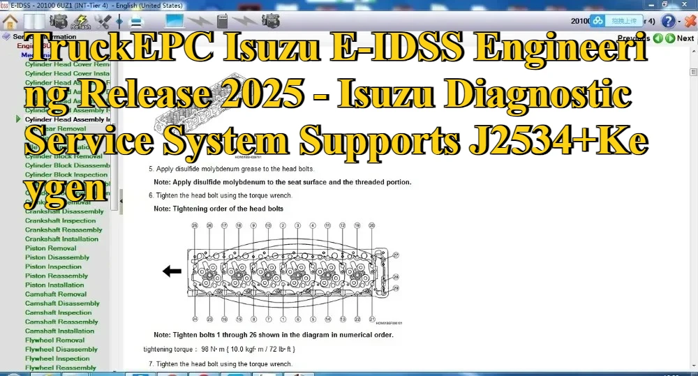 TruckEPC Isuzu E-IDSS Engineering Release 2026 - Isuzu Diagnostic Service System Supports J2534+Keygen