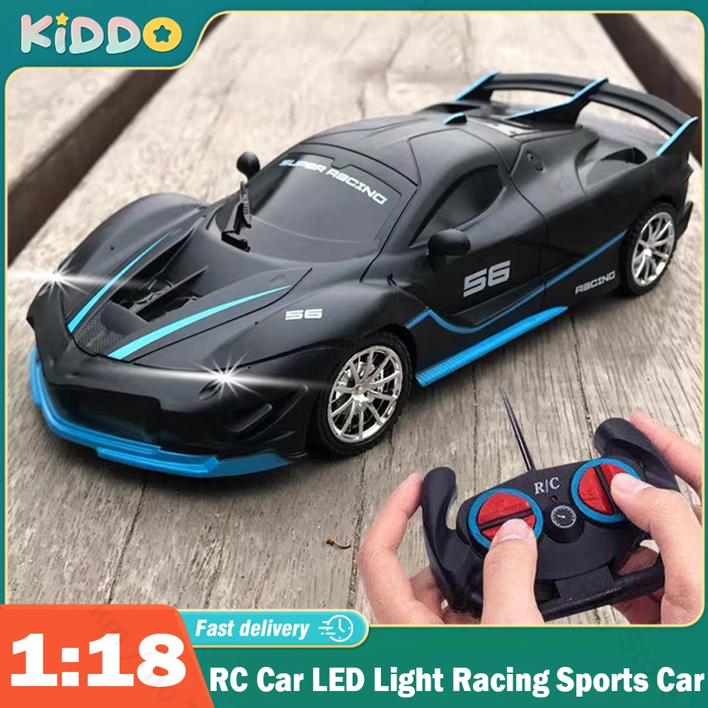 1/18 RC Car LED Light 2.4G Radio Remote Control Sports Cars Racing High Speed Drive Vehicle Drift Boys Girls Toys for Children