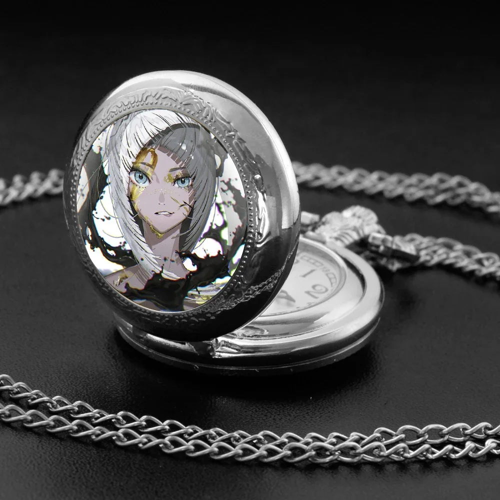 Exquisite Animation Design Glass Dome Quartz Pocket Watch with Arabic Numerals Dial Durable Chain Perfect For Gifts