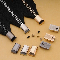 10PCS Handmade Metal Zipper Stopper Zipper Tail Clip Stop Tail Plug Head With Screw Home DIY Sewing Leather Hardware Craft