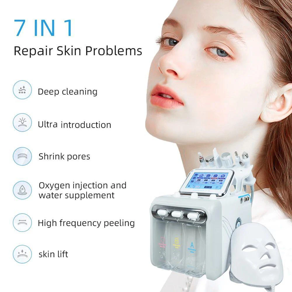 Hydro Water Oxygen Jet Peel Machine Small Bubble 7 in 1 Face Cleaning Deep Clean Tightening Skin Beauty Device Spa ﻿