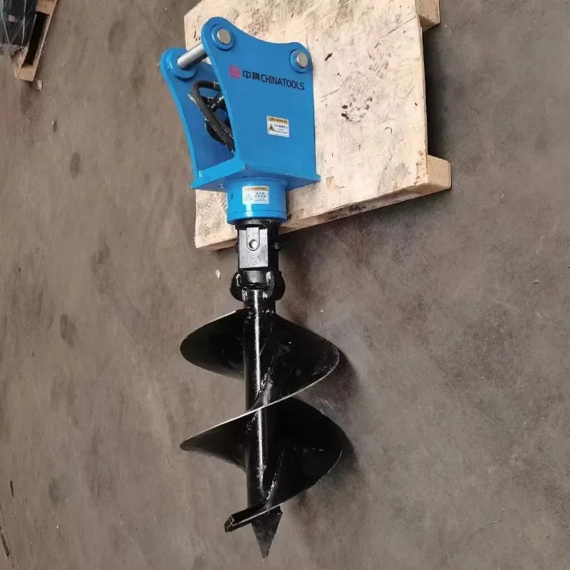 Hydraulic Earth Auger Drill, Excavator Mounted Screw Pile Driver, Ground Drilling Post Hole Digger Attachment