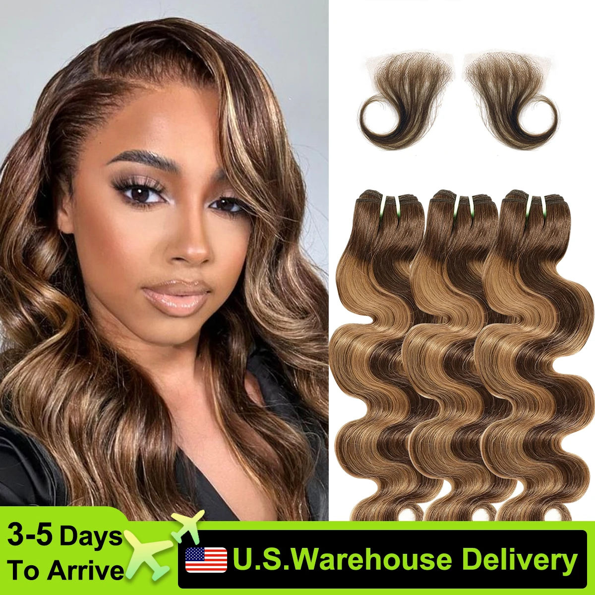 4/27 Highlight Ombre Lace Front Wigs Human Hair Body Wave Honey Blonde Human Hair Wigs Pre Plucked Glueless Wigs for Black Women