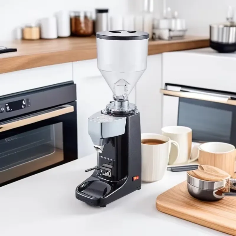 Electric Burr Coffee Grinder VK-021, 60mm Flat Burr, 750g Bean Capacity, Timer & Portion Control, Black/Red/Silver