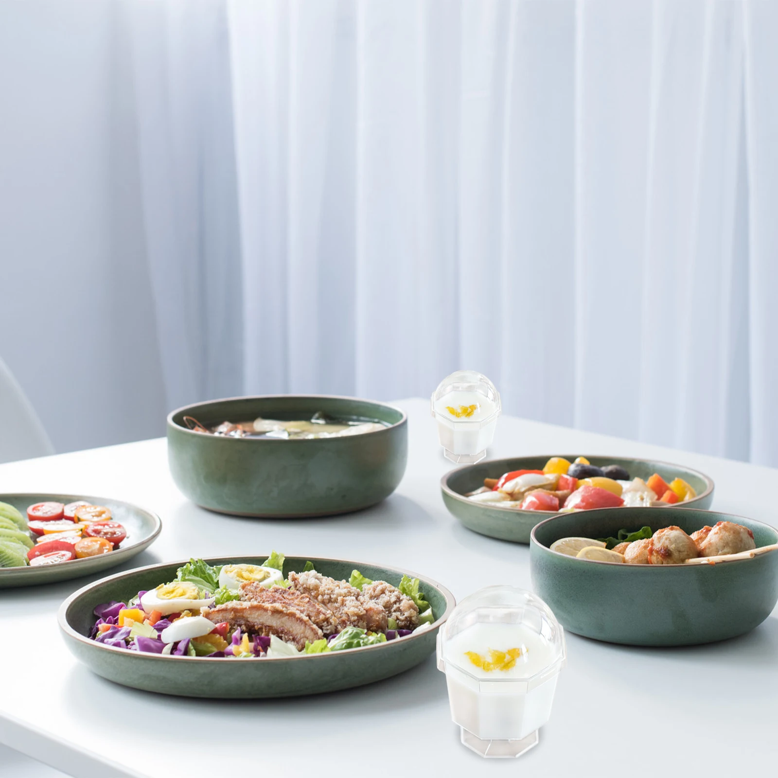 

10Pcs Disposable High Foot Cups Thick Transparent Heat Resistant Dessert Containers for Pudding Ice Cream Cake Baking Party Use