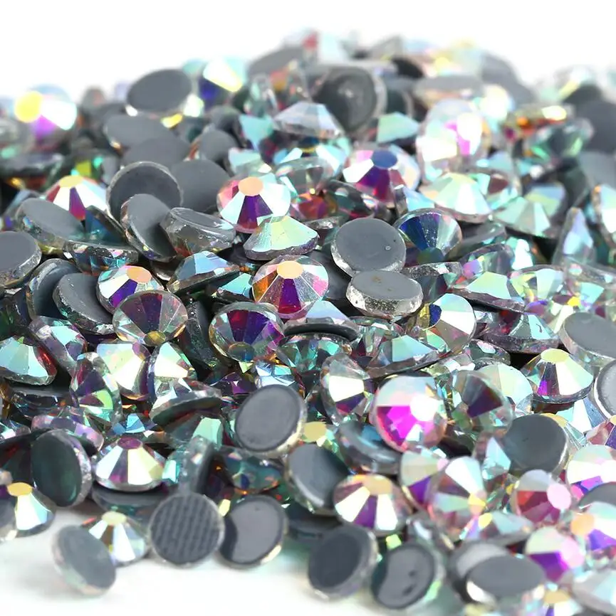 SS3-SS50 Bulk Package Wholesale Top Quality Better DMC Crystal AB Glass Strass Iron On Hotfix Rhinestones