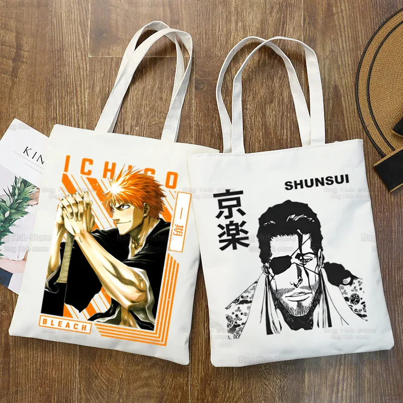 Bleach Zaraki Kenpachi Kurosaki Ichigo Shopping Bag Bolsas De Tela Grocery Shopper Shopping Jute Bag Sacola Reciclaje