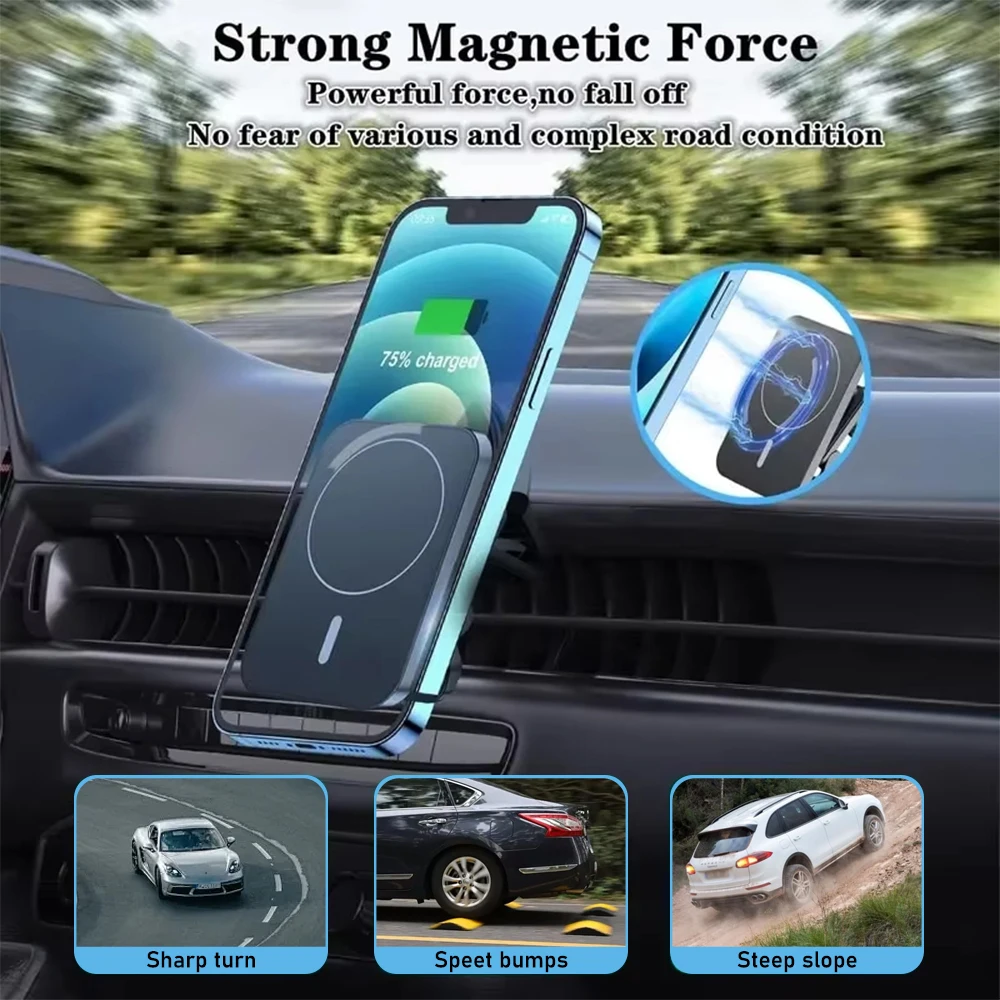 Car Wireless Charger Kit with  Suction Cup Holder Magnetic Ring for iphone Charger Car Wireless Charging Fast Macsafe Charger