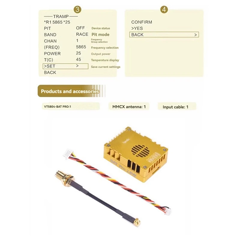 VT5804 BAT Pro 5.8G 2.8W VTX 2800Mw 64CH FPV Audio Video Transmitter NTSC/PAL For RC FPV Long Range Racing Drone