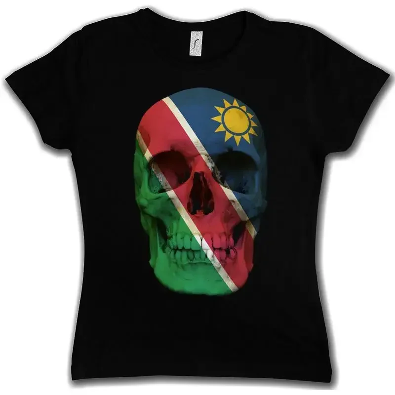 CLASSIC NAMIBIA SKULL FLAG WOMAN GIRLIE GIRL T SHIRT Biker MC Banner