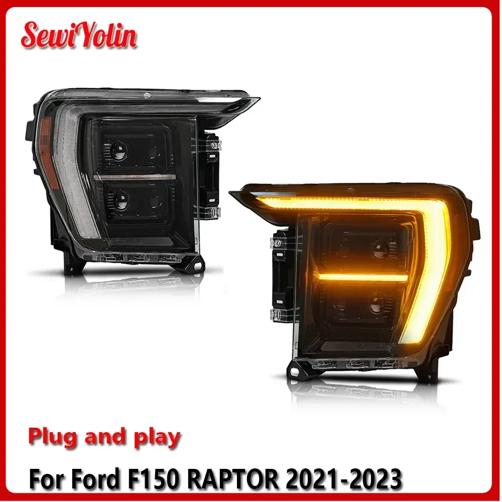 سيارة LED العلوي ضوء الجمعيات لفورد F150 رابتور 2021-2023 السيارات الضباب DRL الفرامل بدوره مصباح إشارة التوصيل والتشغيل