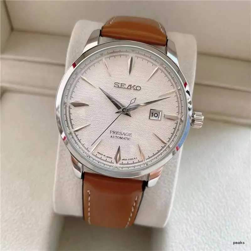 SElKO PRESAGE سلسلة تصميم بسيط للرجال الرياضة سوبر لينة حزام جلد ساعة كوارتز هدايا السنة الجديدة Reloj Hombre Relogio