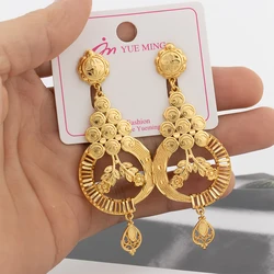 Dubai 18K Gold Plated Jewelry Copper Earrings for Women Fashion Tassels Earrings Charm Pendant Party Jewelry Accessoriy Gift