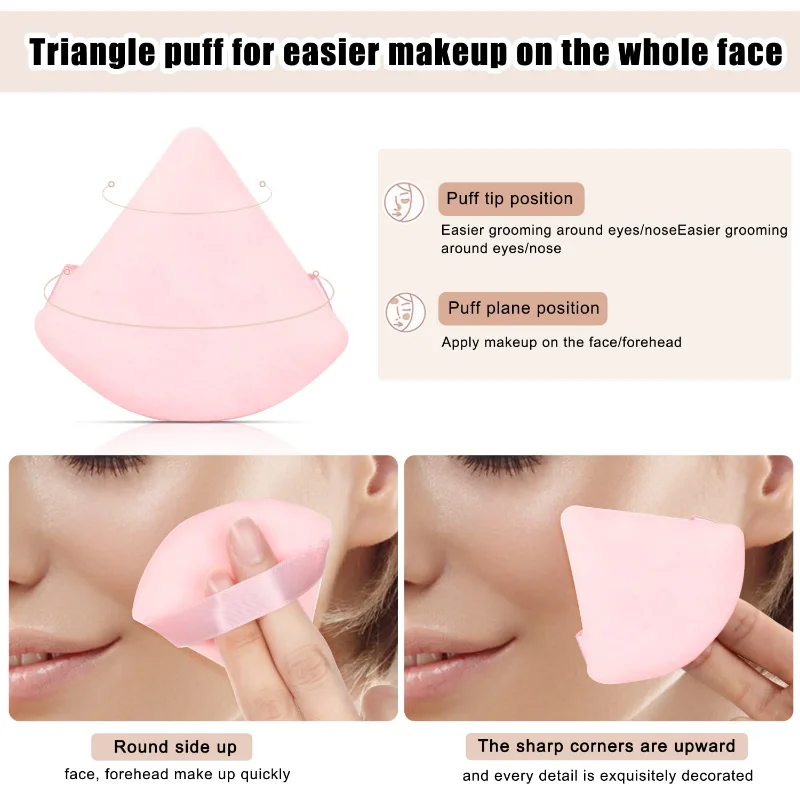 8 Pcs Cotton Powder Puff ,riangle Both dry and wet Makeup Setting Puff,For Concealer/Loose PowderFoundation/Makeup Sponge Set