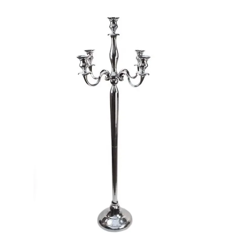 Tall Iron Metal Candle Holder for Banquet Hall Decoration, Elegant Design, Multiple Candle Arms