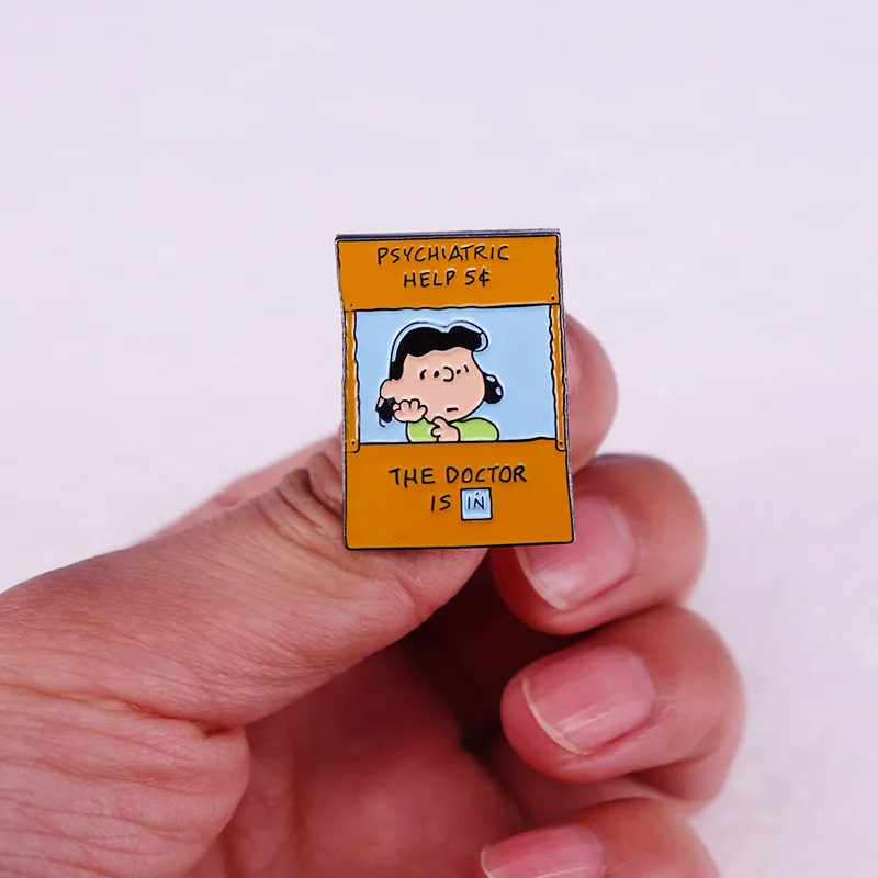 كاريكاتير الفول السوداني شخصية الرسوم المتحركة الطبيب في بروش كرتوني قديم مجوهرات لطيفة على ظهره إكسسوارات طية صدر السترة بروش هدية