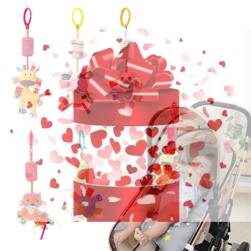 【BS】Sensorische Hängespielzeuge für Neugeborene, weiche Frühlernspielzeuge, Kinderwagen, Babybett, Kinderbett mit Beißring für Kleinkinder