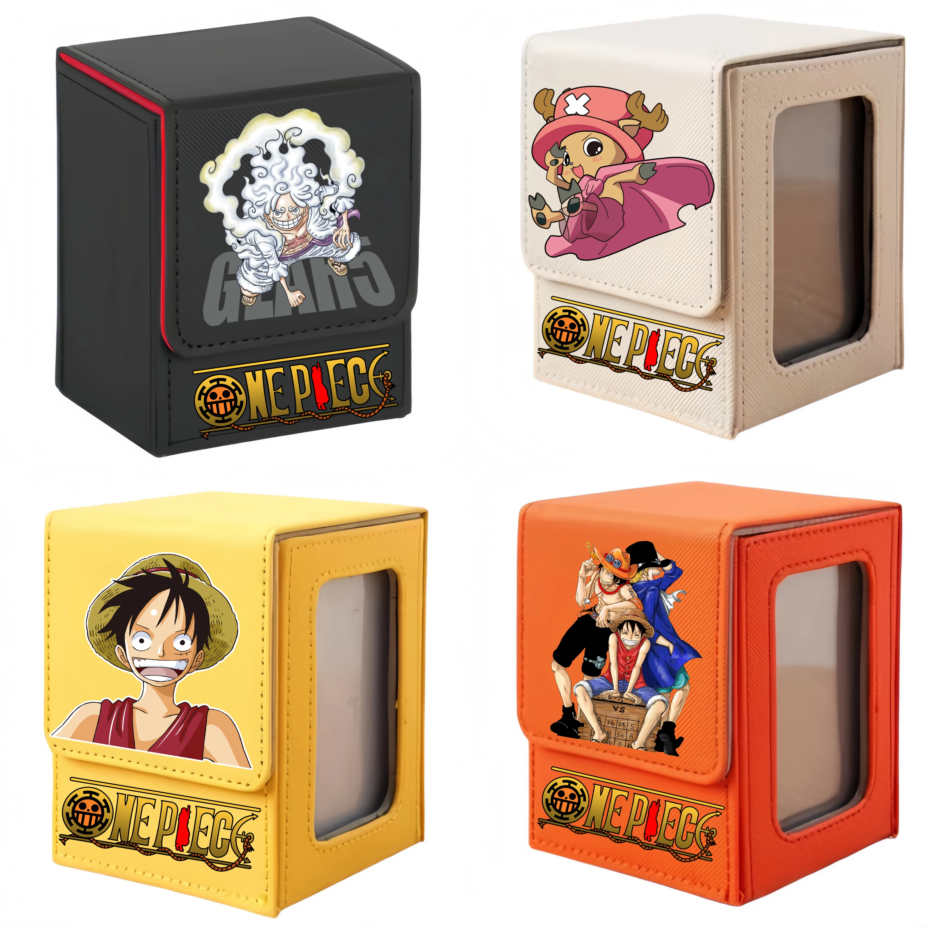 

ONE PIECE Luffy Zoro Trading Card Deck Box with Window Cartoon Magnetic Closure Game Card Deck Holder Jewelry Organiser Case