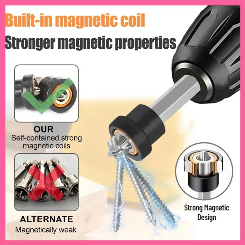 ABNM 10Pcs Magnetic Drywall Screw Setter Bits For Plasterboard Hex Shank Positioning Bit Easy Installation Drill Accessory