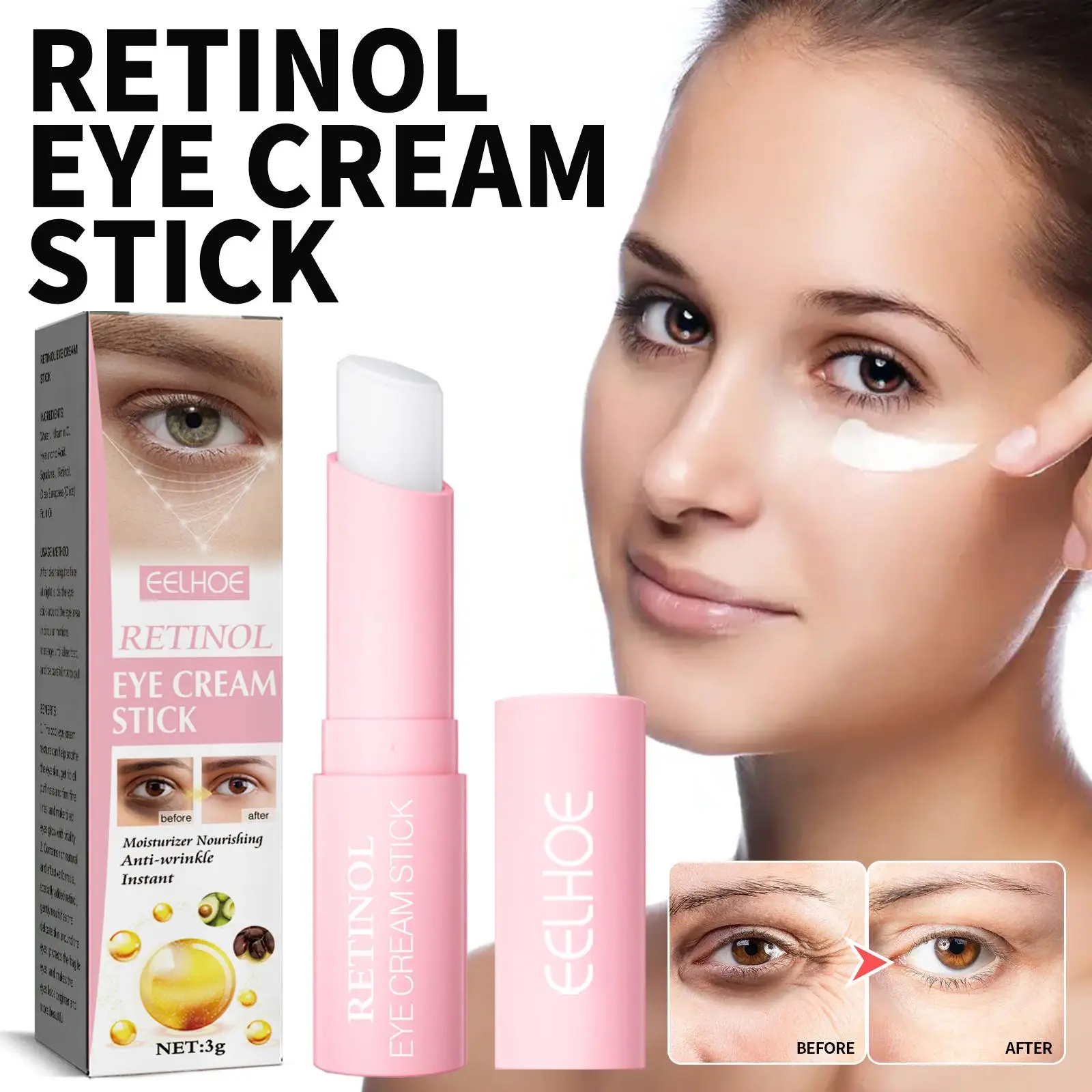 New Retinol Eye Cream For Face Lifting Moisturizing Balm Stick Anti-Wrinkle Anti-Puffiness Remove Dark Circles Eye Bags Care