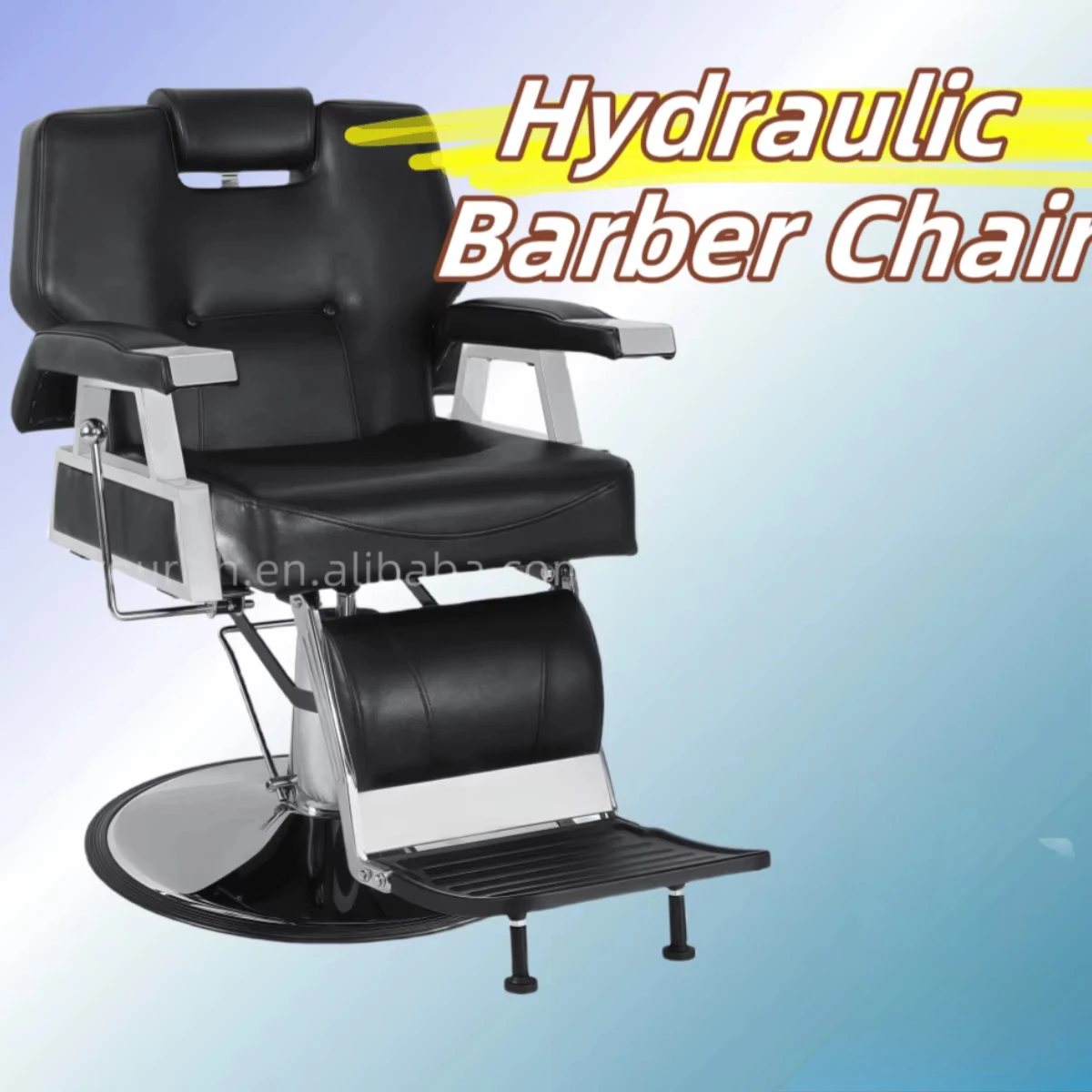 Black Barber Chair Hydraulic Lifting Men's Hair Salon Chair 360 Degree Rotating Recline Chair